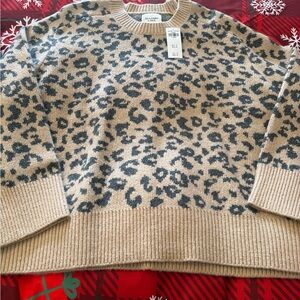Abercrombie & Fitch Tan and Black Animal Print Sweater